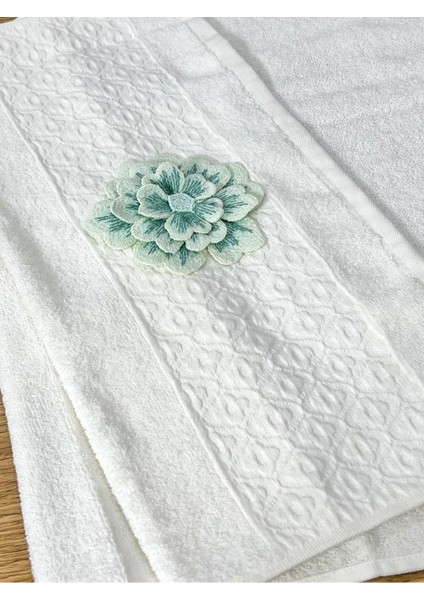 6'lı 3D Çiçek Desenli Yüz Yüz Havlu Seti, Pamuklu, 50x90 cm, Beyaz indirimleri
