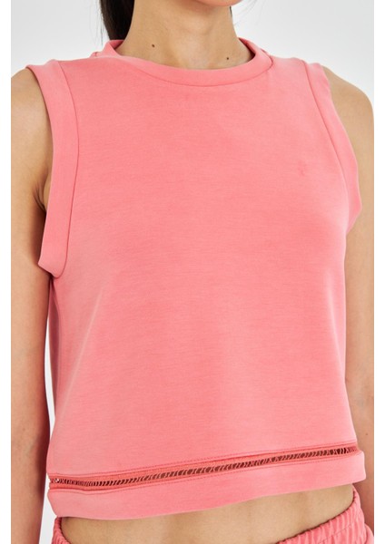 Şerit Detaylı Sıfır Kol Modal T-Shirt