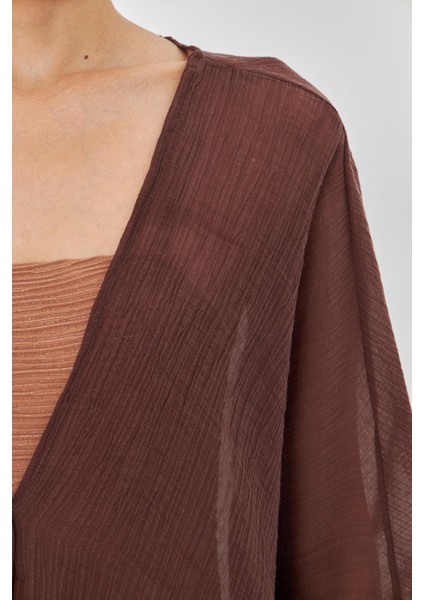 Tek Düğmeli Kırışık Kimono