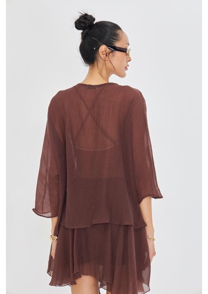 Tek Düğmeli Kırışık Kimono