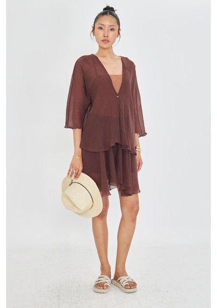 Tek Düğmeli Kırışık Kimono