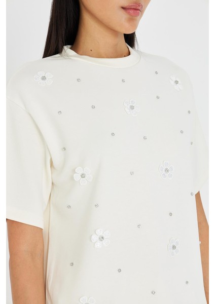 Taşlı Çiçekli Bambu T-Shirt fiyatları