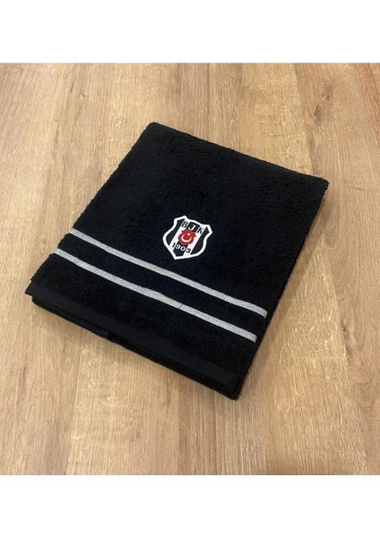 Şık 50x90cm siyah pamuk yüz havlusu, yumuşak ve kaliteli tasarım