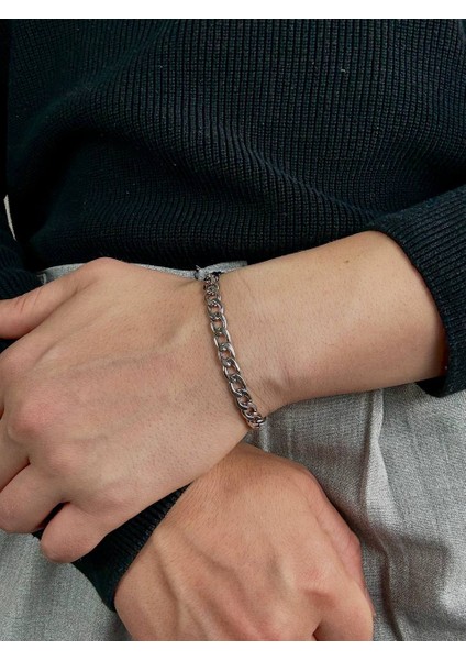 Silver Erkek Zincir Bileklik Kadın Paslanmaz Çelik Renk Atmaz Unısex Kararmaz Çelik Bileklik indirimleri