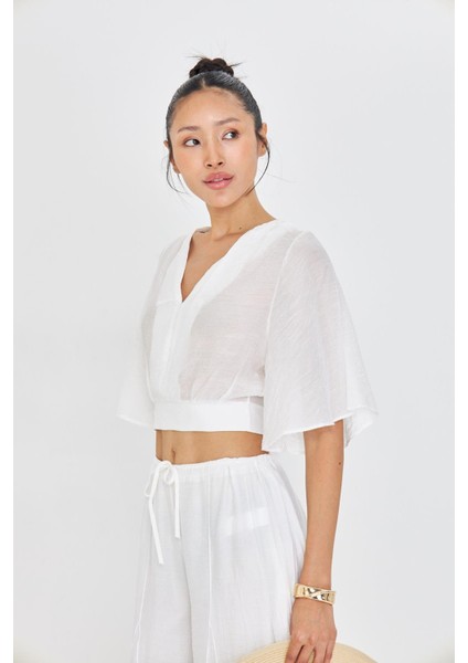 V Yaka Sırt Dekolteli Bluz indirimleri