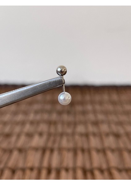 316 L Cerrahi Çelik Şık 8 mm Incili Kıkırdak Helix Tragus Piercingi