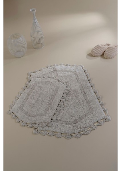 Gri Banyo Paspası Takımı 2'li 40x60 ve 60x90 cm, Orta Yükseklik