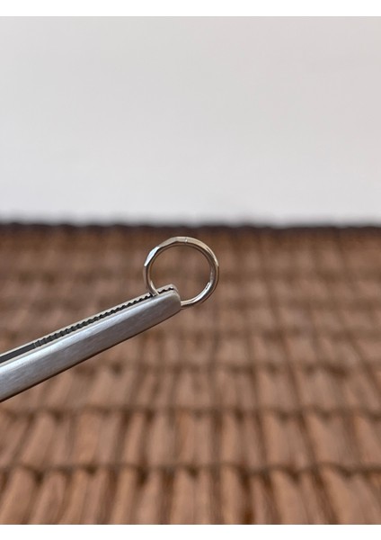 316 L Cerrahi Çelik Şık Kesme Baklava 8 mm x 1.2mm Gümüş Kilitli Halka Piercing