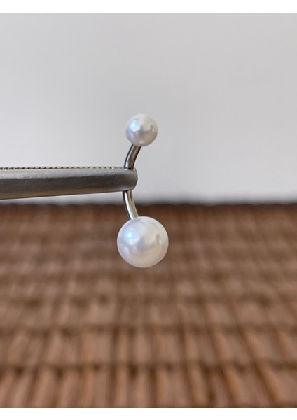 316 L Cerrahi Çelik Şık 10 mm Incili Göbek Piercingi Inci Piercing