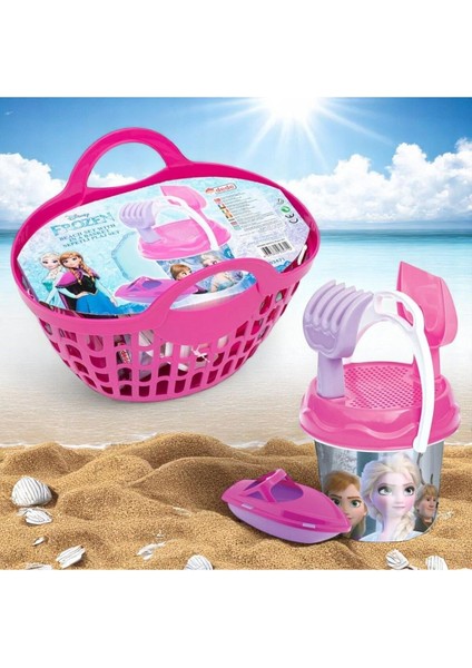 Pembe 6 Parça Sepetli Plaj Seti, Kova ve Aksesuar ile Renkli Eğlence fiyatları