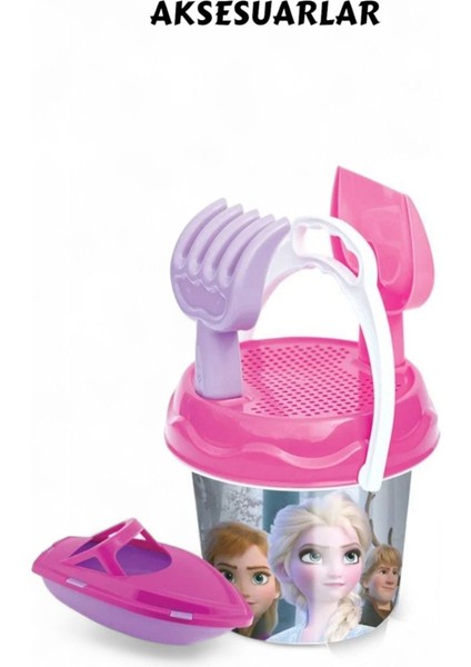 Pembe 6 Parça Sepetli Plaj Seti, Kova ve Aksesuar ile Renkli Eğlence fırsatları