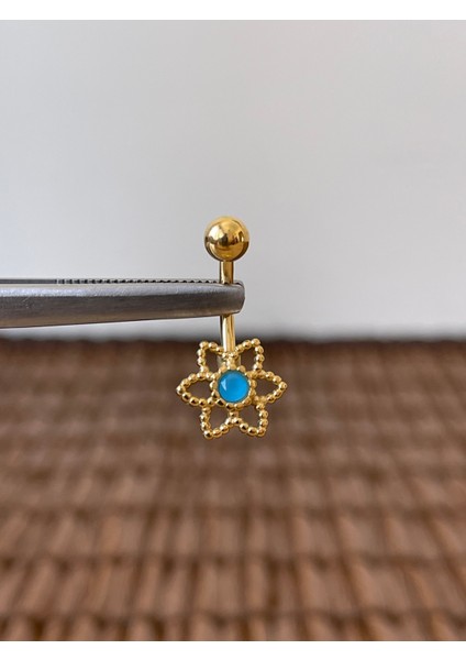 316 L Cerrahi Çelik Şık 10 mm 6 Yapraklı Çiçek Model Göbek Piercingi