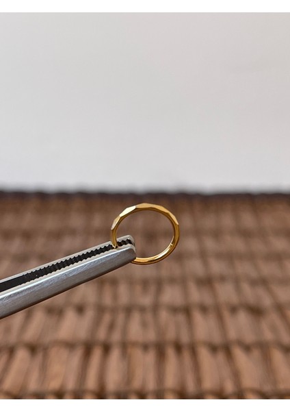 316 L Cerrahi Çelik Şık Kesme Baklava 10 mm x 1.2mm Altın Kilitli Halka Piercing