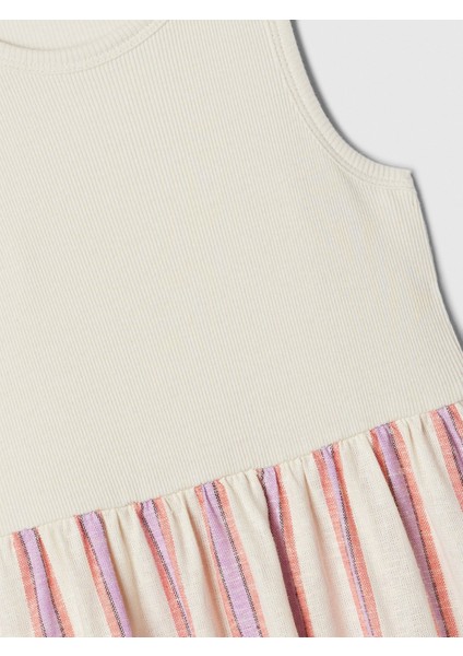 Kız Çocuk Kırık Beyaz Keten Karışımlı Midi Elbise fiyatları