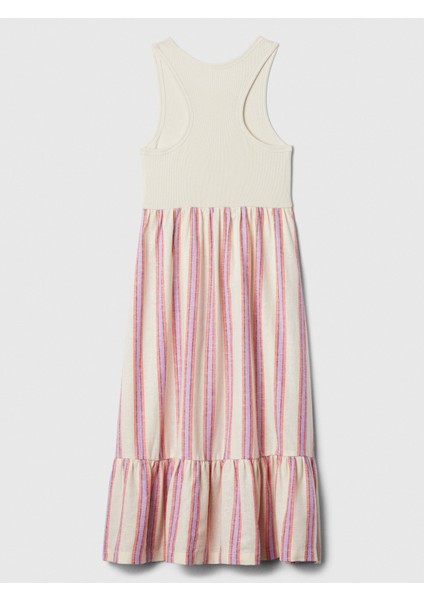 Kız Çocuk Kırık Beyaz Keten Karışımlı Midi Elbise modelleri