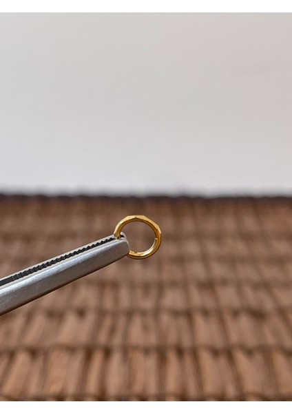 316 L Cerrahi Çelik Şık Kesme Baklava 6 mm x 1.2mm Altın Kilitli Halka Piercing