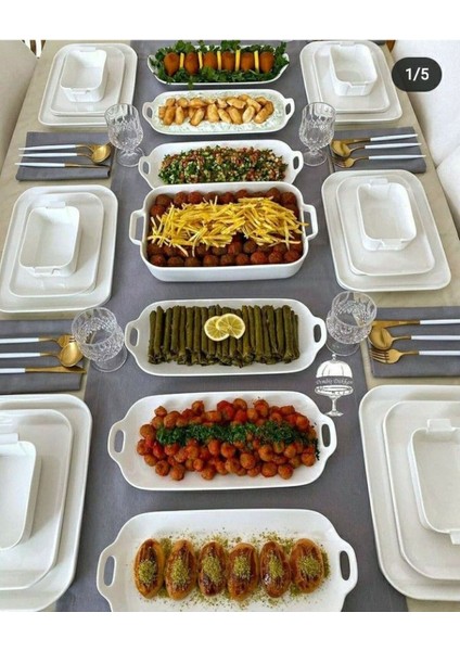 6'lı orta boy beyaz seramik sunum tabağı seti, dayanıklı ve mikrodalga uyumlu