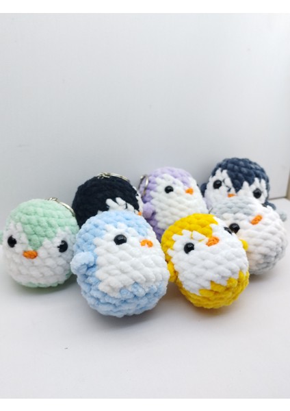 7 Renkli Penguen Anahtarlık Set