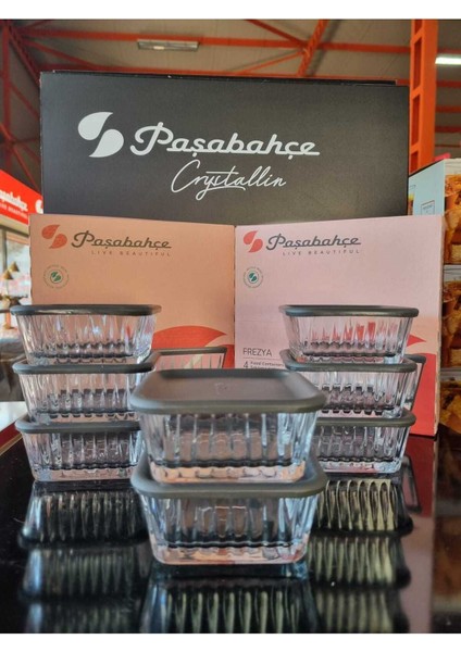 Frezya Gri Kapaklı 8'li Kase Seti, Şeffaf ve Şık Tasarım, 225 ml modelleri