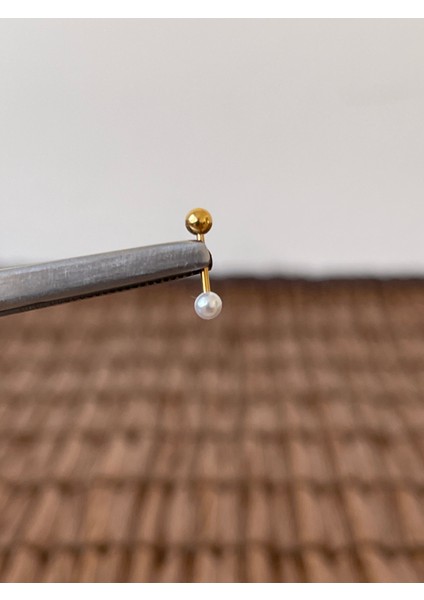 316 L Cerrahi Çelik Şık 8 mm Incili Kıkırdak Helix Tragus Piercingi