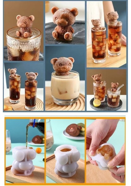 Sevimli Ay Figürlü Silikon Buz Kalıbı, 3D Sunum ve Soğutma Aracı, 6x6, TR