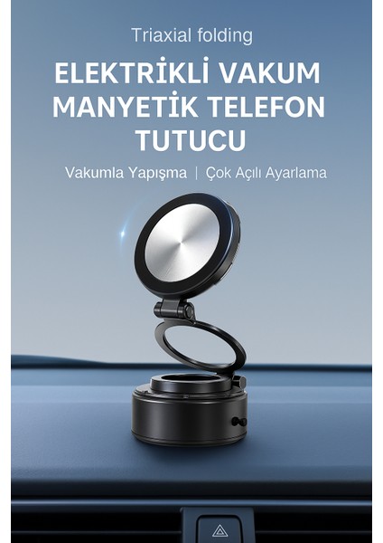 Şarjlı Elektrikli Vakumlu 3 Hareketli Araç Tutacağı 360 Derece Hiç Bir Şekilde Düşmez Vantuzlu
