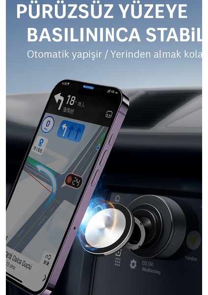 Şarjlı Elektrikli Vakumlu 3 Hareketli Araç Tutacağı 360 Derece Hiç Bir Şekilde Düşmez Vantuzlu