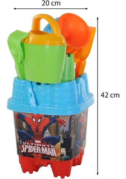 8 Parça Büyük Boy Kale Örümcek Adam Plaj Deniz Kum Kovası Lüx Kova Seti Spider-Man modelleri