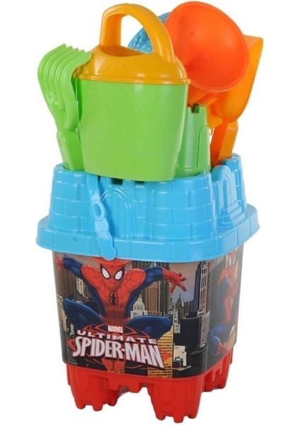 8 Parça Büyük Boy Kale Örümcek Adam Plaj Deniz Kum Kovası Lüx Kova Seti Spider-Man indirimleri