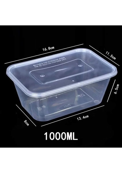 Şeffaf, kapaklı, 1 litrelik, sızdırmaz plastik saklama kabı, 20'li paket, turuncu modelleri