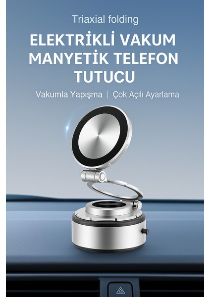 Şarjlı Elektrikli Vakumlu 3 Hareketli Araç Tutacağı 360 Derece Hiç Bir Şekilde Düşmez Vantuzlu