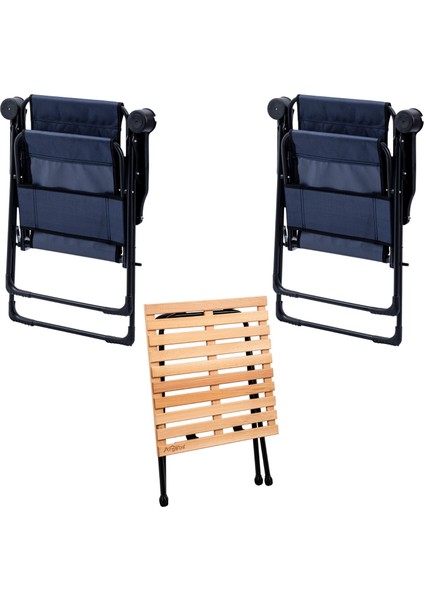 2 Adet Katlanır Kamp Sandalyesi ve Masa Seti - Rest - Lacivert - 130 kg Taşıma fiyatları