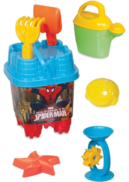 8 Parça Büyük Boy Kale Örümcek Adam Plaj Deniz Kum Kovası Lüx Kova Seti Spider-Man