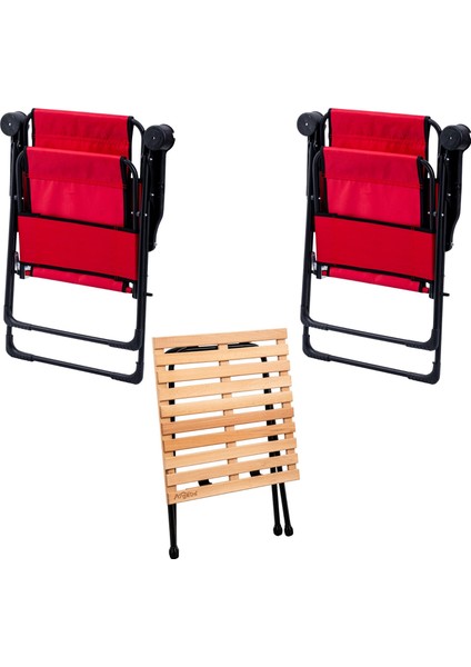 2 Adet Katlanır Kamp Sandalyesi ve Masa Seti - Rest - Kırmızı - 130 kg Taşıma fiyatları