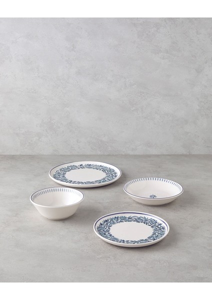 Şık 16 Parça Mavi Seramik Yemek Takımı, 4 Kişilik, BPA Free, Estetik ve Dayanıklı indirimleri