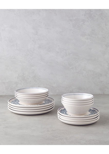 Şık 16 Parça Mavi Seramik Yemek Takımı, 4 Kişilik, BPA Free, Estetik ve Dayanıklı