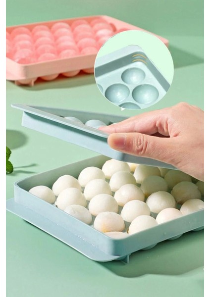 Kapaklı Yuvarlak Buz Kalıbı, 33 Hazneli, Kokteyl ve Sunum için Uygun, Plastik, 10x20 cm fiyatları