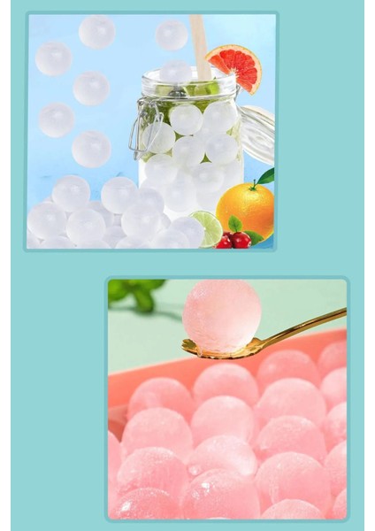 Kapaklı Yuvarlak Buz Kalıbı, 33 Hazneli, Kokteyl ve Sunum için Uygun, Plastik, 10x20 cm