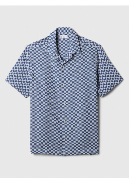 Erkek Mavi Desenli Patchwork Gömlek fiyatları