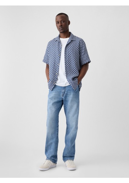 Erkek Mavi Desenli Patchwork Gömlek modelleri