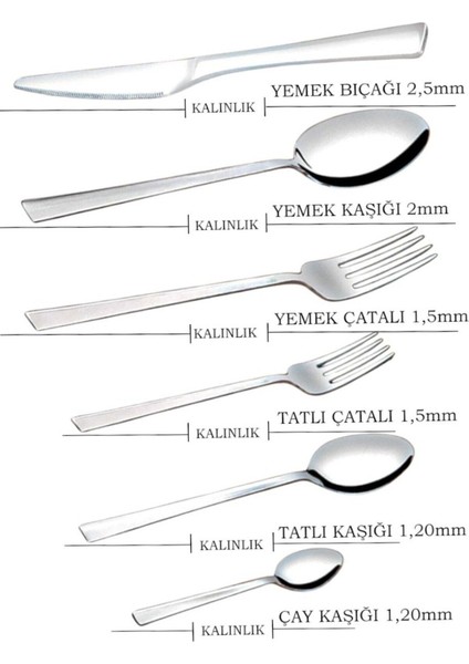 12 Kişilik Çelik Çatal Kaşık Bıçak Takımı, Dayanıklı ve Şık Tasarım