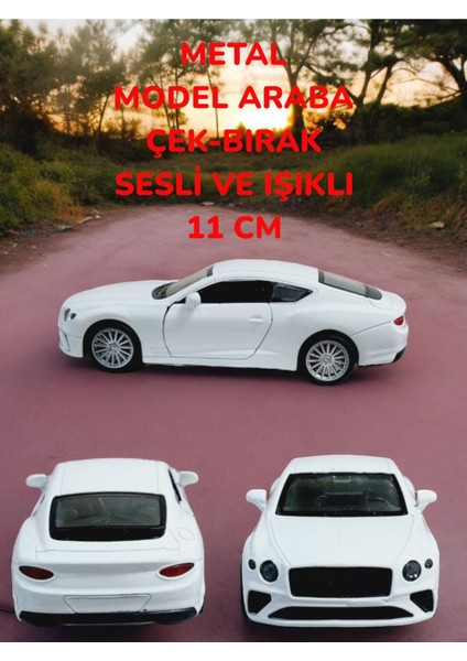 Sesli ışıklı metal model araba, 11 cm, çek-bırak çocuk oyuncağı, mavi renk, 3+ yaş
