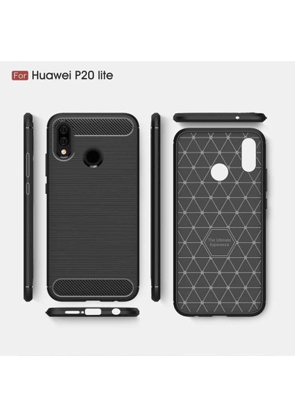 Huawei P20 Lite ile Uyumlu Kamera Korumalı Darbe Önleyici Carbon Brushed Silikon Kılıf fiyatları
