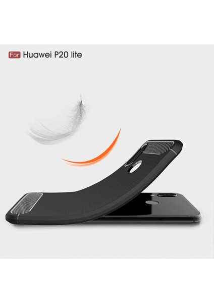 Huawei P20 Lite ile Uyumlu Kamera Korumalı Darbe Önleyici Carbon Brushed Silikon Kılıf indirimleri