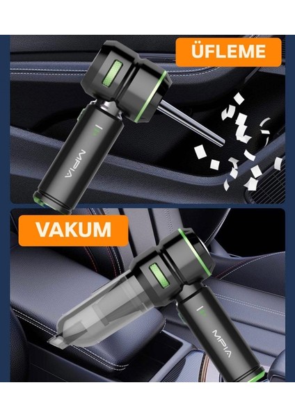 Güçlendirilmiş Batarya Mini Vakumlu Type C Şarjlı Araç El Süpürgesi Çok Fonksiyonlu 18000 Pa