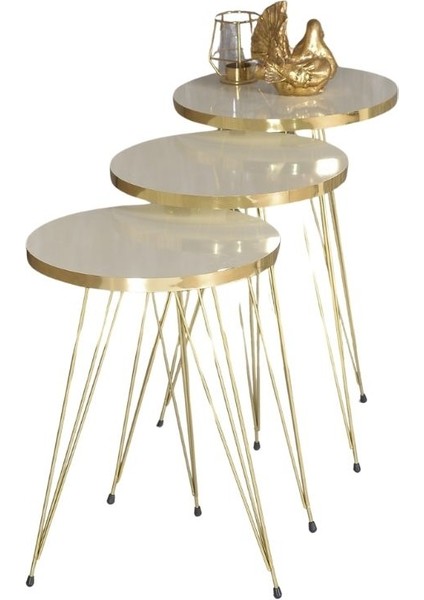 Zigon Sehpa Gold Krem Tel 1044