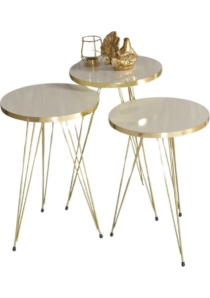 Zigon Sehpa Gold Krem Tel 1044 modelleri