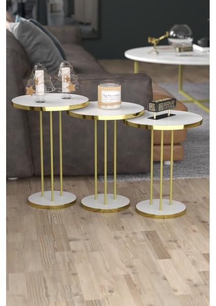 Zigon Sehpa Terra Gold Beyaz