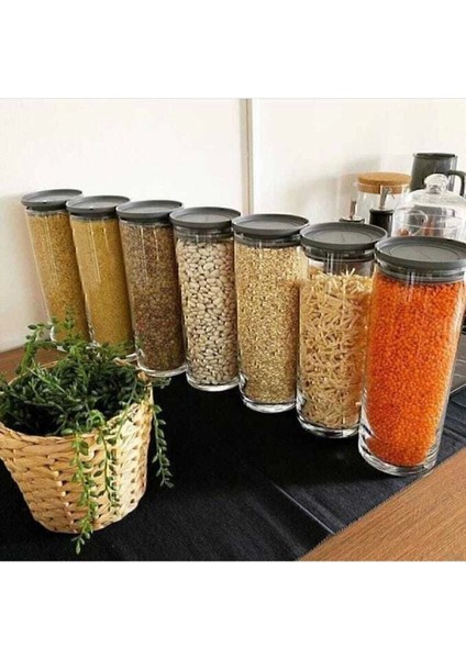 Vakumlu Cam Kavanoz 6'lı, 1230 cc, şık gri renk, orijinal kutu, geniş ve kullanışlı fırsatları