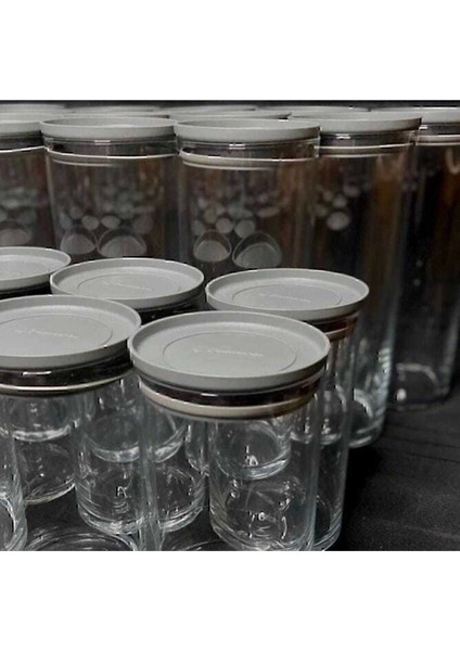 Vakumlu Cam Kavanoz 6'lı, 1230 cc, şık gri renk, orijinal kutu, geniş ve kullanışlı